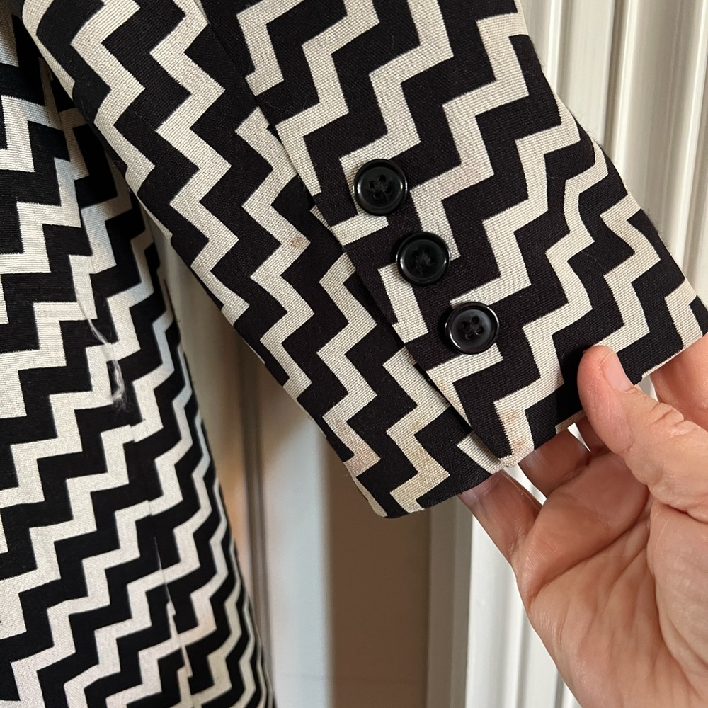 Donna Rae NY Dress Coat Black & Cream Chevron Pattern Women's Size 12 (#S109) - Picture 5 of 8